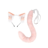 Maxbell Cat Ears and Tail Set Plush Animal Ears for Party Supplies Props Fancy Dress Pink