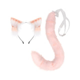 Maxbell Cat Ears and Tail Set Plush Animal Ears for Party Supplies Props Fancy Dress Pink