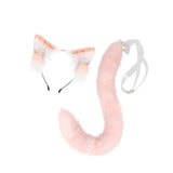 Maxbell Cat Ears and Tail Set Plush Animal Ears for Party Supplies Props Fancy Dress Pink