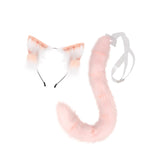 Maxbell Cat Ears and Tail Set Plush Animal Ears for Party Supplies Props Fancy Dress Pink