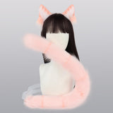 Maxbell Cat Ears and Tail Set Plush Animal Ears for Party Supplies Props Fancy Dress Pink