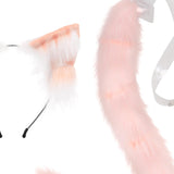 Maxbell Cat Ears and Tail Set Plush Animal Ears for Party Supplies Props Fancy Dress Pink