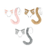 Maxbell Cat Ears and Tail Set Plush Animal Ears for Party Supplies Props Fancy Dress Pink