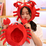 Maxbell Animal Costume Hat Plush Winter Warm Hat for Halloween Dress up Cold Weather Crab