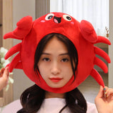 Maxbell Animal Costume Hat Plush Winter Warm Hat for Halloween Dress up Cold Weather Crab