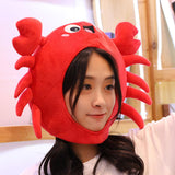 Maxbell Animal Costume Hat Plush Winter Warm Hat for Halloween Dress up Cold Weather Crab