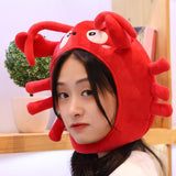 Maxbell Animal Costume Hat Plush Winter Warm Hat for Halloween Dress up Cold Weather Lobster