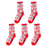 Maxbell 5Pcs Chinese New Year Red Socks Cotton Socks for Basketball Festivals Travel