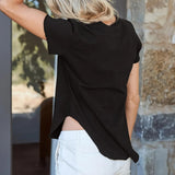 Maxbell Women Short Sleeve Top Trendy Black Clothes T Shirt for Street Shopping Work