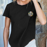 Maxbell Women Crewneck T Shirt Short Sleeve Summer Tops for Work Vacation Daily Wear