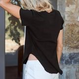 Maxbell Women Short Sleeve T Shirt Black Basic Tee Shirt for Commuting Street Sports