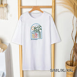 Maxbell Women T Shirt Short Sleeve Trendy Round Neck Classic Modern White Streetwear