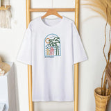 Maxbell Women T Shirt Short Sleeve Trendy Round Neck Classic Modern White Streetwear