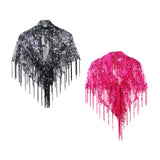 Maxbell Women Shawl Wrap Ladies Soft Sequin Bridal Shawl for Evening Festival Summer Rose Red