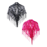 Maxbell Women Shawl Wrap Ladies Soft Sequin Bridal Shawl for Evening Festival Summer Rose Red