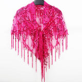 Maxbell Women Shawl Wrap Ladies Soft Sequin Bridal Shawl for Evening Festival Summer Rose Red