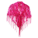 Maxbell Women Shawl Wrap Ladies Soft Sequin Bridal Shawl for Evening Festival Summer Rose Red