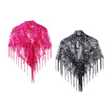 Maxbell Women Shawl Wrap Ladies Soft Sequin Bridal Shawl for Evening Festival Summer Rose Red