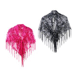 Maxbell Women Shawl Wrap Ladies Soft Sequin Bridal Shawl for Evening Festival Summer Rose Red