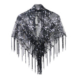 Maxbell Women Shawl Wrap Ladies Soft Sequin Bridal Shawl for Evening Festival Summer Black