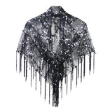 Maxbell Women Shawl Wrap Ladies Soft Sequin Bridal Shawl for Evening Festival Summer Black