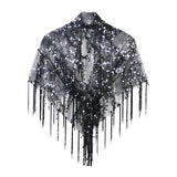 Maxbell Women Shawl Wrap Ladies Soft Sequin Bridal Shawl for Evening Festival Summer Black