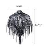 Maxbell Women Shawl Wrap Ladies Soft Sequin Bridal Shawl for Evening Festival Summer Black