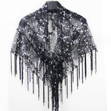 Maxbell Women Shawl Wrap Ladies Soft Sequin Bridal Shawl for Evening Festival Summer Black