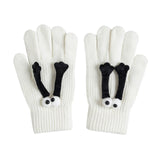 Maxbell Hand in Hand Gloves Soft Cartoon Lovely Gloves 3D Thermal Full Finger Gloves White