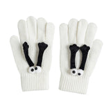 Maxbell Hand in Hand Gloves Soft Cartoon Lovely Gloves 3D Thermal Full Finger Gloves White