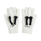 Maxbell Hand in Hand Gloves Soft Cartoon Lovely Gloves 3D Thermal Full Finger Gloves White