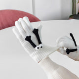 Maxbell Hand in Hand Gloves Soft Cartoon Lovely Gloves 3D Thermal Full Finger Gloves White