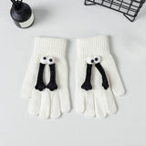 Maxbell Hand in Hand Gloves Soft Cartoon Lovely Gloves 3D Thermal Full Finger Gloves White