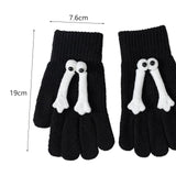Maxbell Hand in Hand Gloves Soft Cartoon Lovely Gloves 3D Thermal Full Finger Gloves Black