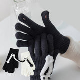 Maxbell Hand in Hand Gloves Soft Cartoon Lovely Gloves 3D Thermal Full Finger Gloves Black