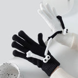Maxbell Hand in Hand Gloves Soft Cartoon Lovely Gloves 3D Thermal Full Finger Gloves Black