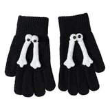 Maxbell Hand in Hand Gloves Soft Cartoon Lovely Gloves 3D Thermal Full Finger Gloves Black