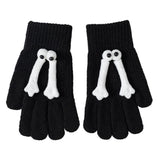 Maxbell Hand in Hand Gloves Soft Cartoon Lovely Gloves 3D Thermal Full Finger Gloves Black