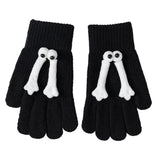 Maxbell Hand in Hand Gloves Soft Cartoon Lovely Gloves 3D Thermal Full Finger Gloves Black