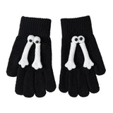 Maxbell Hand in Hand Gloves Soft Cartoon Lovely Gloves 3D Thermal Full Finger Gloves Black