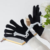 Maxbell Hand in Hand Gloves Soft Cartoon Lovely Gloves 3D Thermal Full Finger Gloves Black