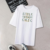 Maxbell Women's T Shirt Short Sleeve Classic Letter Print Casual Wear Trendy Clothes