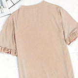 Maxbell Womens T Shirt Ruffle Short Sleeve Comfortable Streetwear Stylish Clothes