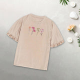 Maxbell Womens T Shirt Ruffle Short Sleeve Comfortable Streetwear Stylish Clothes