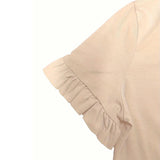 Maxbell Women's Short Sleeve Tops Loose Streetwear Crewneck Clothing Khaki Tee Shirt