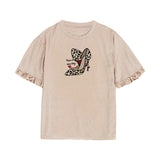 Maxbell Women Ruffle Short Sleeve Outfits Female Vacation Round Neck Work Summer Top