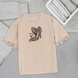 Maxbell Women Ruffle Short Sleeve Outfits Female Vacation Round Neck Work Summer Top