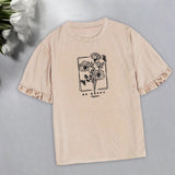 Maxbell Women Flower Printed T Shirt Girls Tee Shirts for Commuting Home Daily Wear
