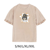 Maxbell Women Ruffle Short Sleeve Y2K Khaki Summer Top for Sports Commuting Vacation