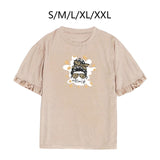 Maxbell Women Ruffle Short Sleeve Y2K Khaki Summer Top for Sports Commuting Vacation